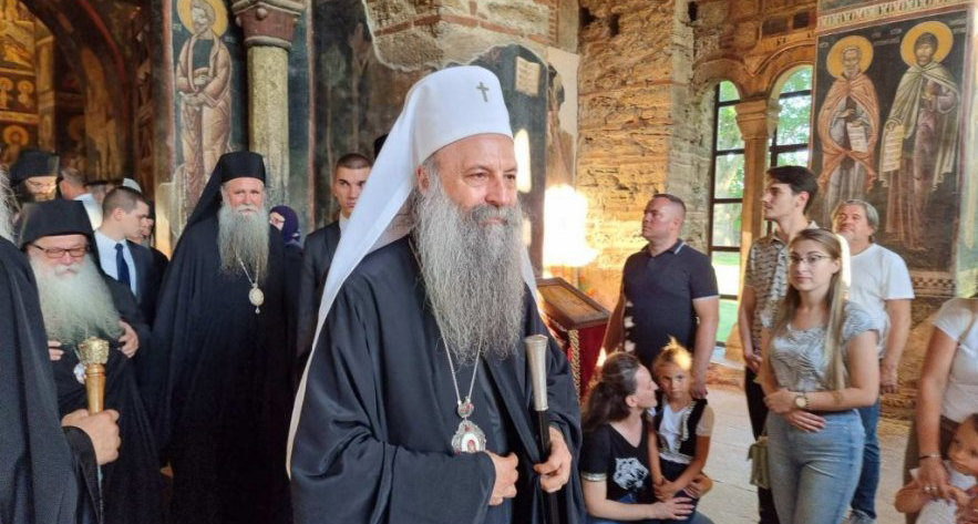 Ο Πατριάρχης της Σερβικής Ορθοδόξου Εκκλησίας κ.κ. Πορφύριος, με αφορή την εορτή του Βίντοβνταν, στην Ιερά Μονή Γκρατσάνιτσα