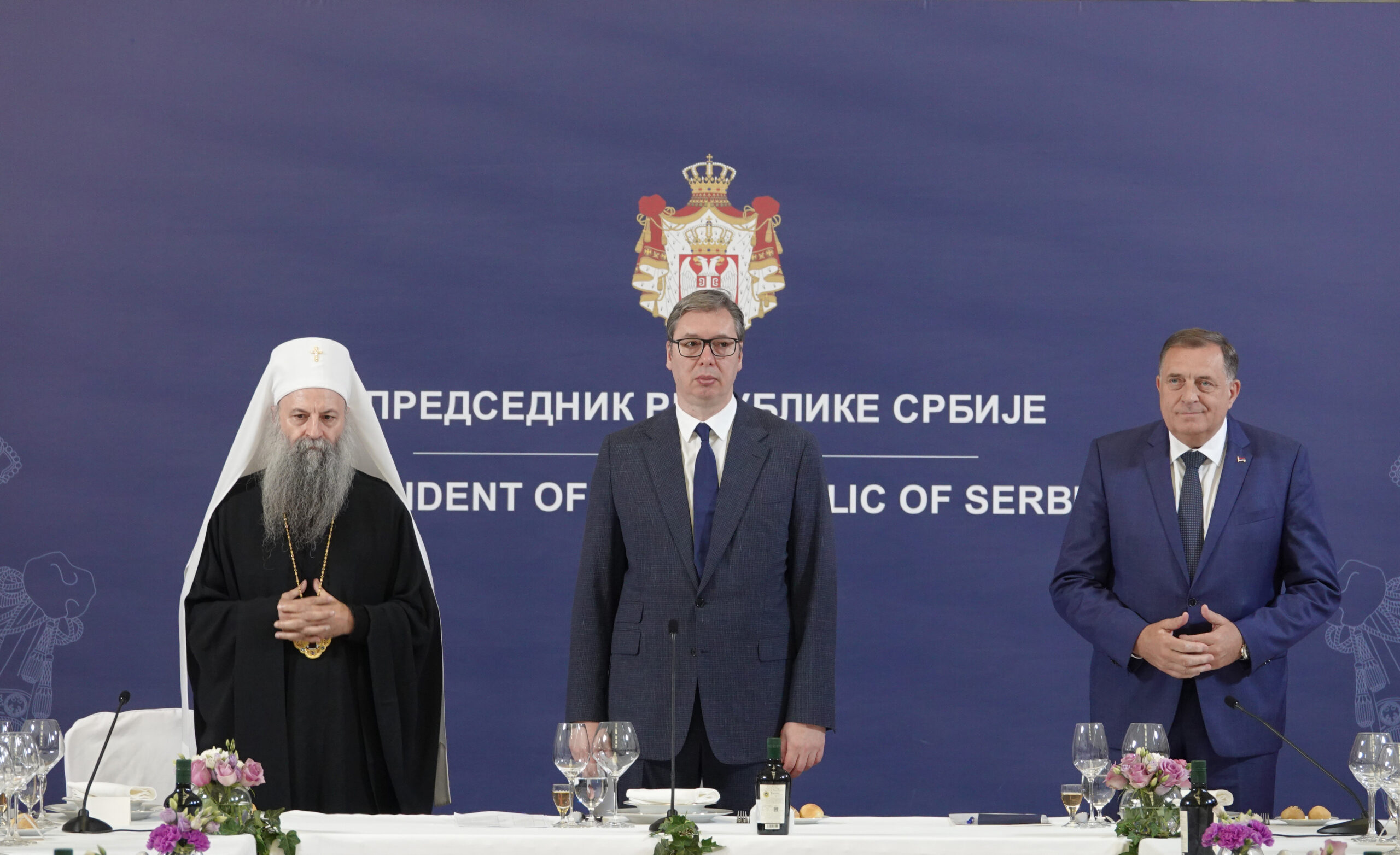 Патриарх Порфирий и отечественный архиереи у президента Сербии г. Александра Вучича