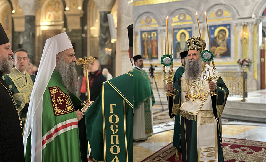 Patriarch Porfirije presided over Lazarus Saturday service at the church of Saint Sava on Vračar